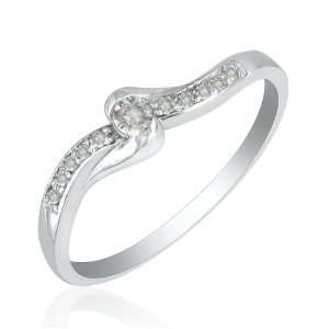 10K White Gold 11 Stone Diamond Promise Ring .09ct tw, Available Ring 