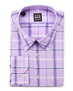 Ike Behar Check Button Down Shirt, Purple/White  