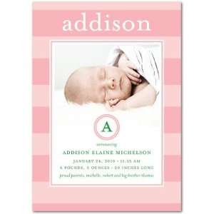 Girl Birth Announcements   Big Stripes Rose By Simply Put For Tiny 