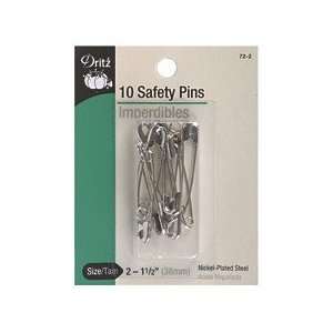  Dritz Size 2 Large 1 1/2 (51mm) Safety Pins Nickel Plated 