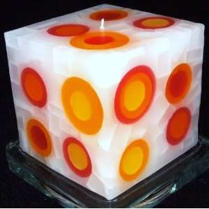 Red Orange Yellow Super ball Cube Candle 