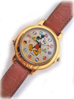 VINTAGE LORUS MICKEY MOUSE GOLD MUSICAL FLAGS WATCH  