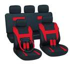 TheCarCover Seat Cover 16 Piece Set Red and Black Two Toned Color 