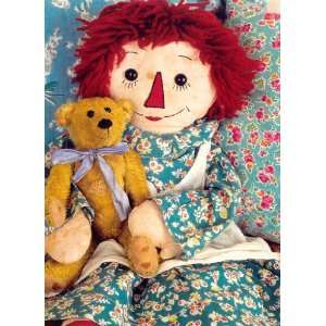   Raggedy Ann in Teal with Teddy Bear Valentines Day Card Toys & Games