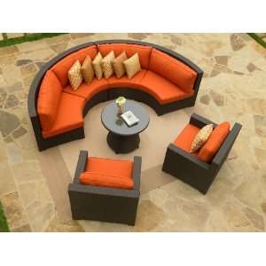  NorthCape Melrose Wicker Curved Sofa and Lounge Chairs Set 