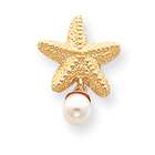 JewelryWeb 14k Cultured Pearl Starfish Earrings