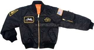 Black Top Gun MA 1 Flight Jacket (Kids)  
