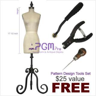 PGM Half Scale Ladies Dress Form Mannequin with Free Tools  