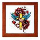 Artsmith Inc Keepsake Box Mahogany Roses Cross Hearts And Angel Wings