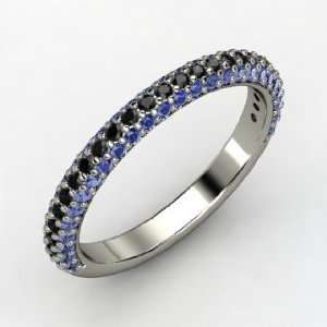   Pave Band, 14K White Gold Ring with Black Diamond & Sapphire Jewelry