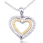 Joolwe Sterling Silver and Diamond Accent Yellow Tri Textured Heart 