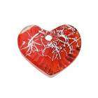 Beadaholique Murano Style Glass Red Abstract Silver Foil Heart Twist 