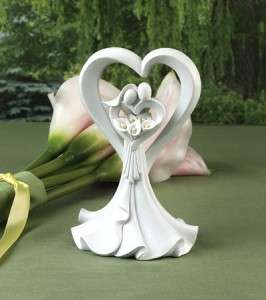 Couple in Heart Arch Calla Lilies Wedding Cake Topper  