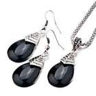 black beaded choker necklace amethyst cat eye jewelry teardrop pendant 
