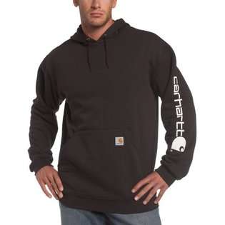   Mens Midweight Hooded Logo Sleeve Sweatshirt, Black, 4X Large Regular