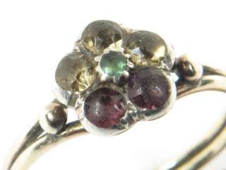 ANTIQUE ENGLISH GOLD PASTE PANSY FLOWER RING c1820  
