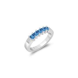  0.45 Cts Swiss Blue Topaz Five Stone Wedding Band in 14K 