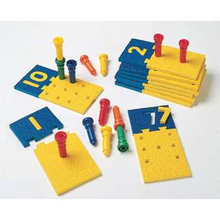 LAURI LR 2447 NUMBER PUZZLE BOARDS & PEGS 10 BOARDS 55 PEGS STORAGE 