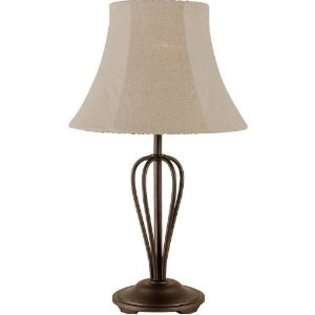   table Lamp, Natural Linen Fabric Shade, Oil Rubbed Bronze 