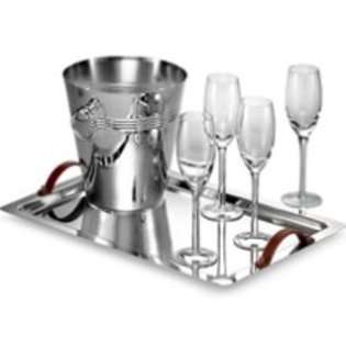 Godinger 6410 Champagne Tray and Bucket with Four Glasses 