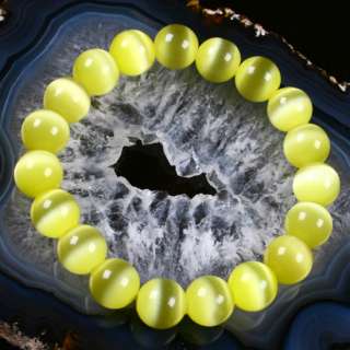 10mm Yellow Cats Eye Round Beads Stretchy Bracelet  