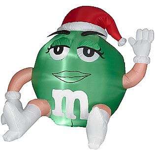  Lighted Christmas Green M&M with Santa Hat  M&Ms Seasonal Christmas 