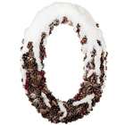   25 Oval Pine Cone and Berries Flocked Artificial Christmas Wreath