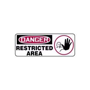  DANGER RESTRICTED AREA (W/GRAPHIC) Sign   7 x 17 Plastic 