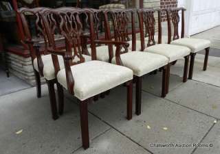 Set of 8 Solid Mahogany Chippendale Councill Craftsmen Dining Room 