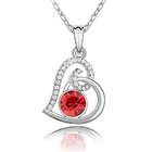 Top Value Jewelry Red Crystal Heart Pendant Necklace, Cubic Zirconia 