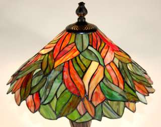 22 High Green Leaf Stained Glass Tiffany Table Lamp  