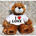 SHOPZEUS Plush Stuffed Tiger Toy with I Love Love
