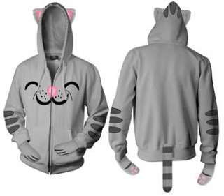   THEORY soft kitty Womans ZIP UP HOODIE S M L XL w/paw mittens  