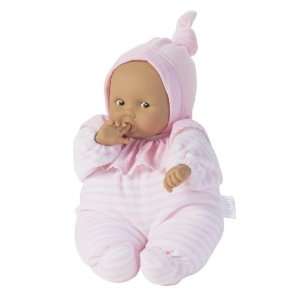   Dark Skinned Darling Baby Doll in Pink Striped Pajamas Toys & Games