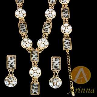 ARINNA leopard charming yellow necklace earrings bracelet Set 