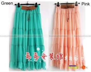 Women Fashion Bohemian Chiffon Flounce Long Skirt #111  