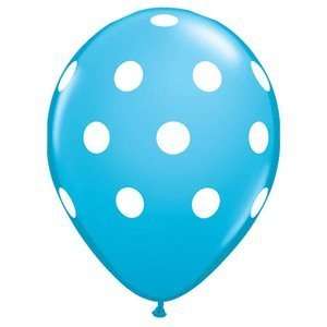    Turquoise and White Polka Dots Latex Balloons Toys & Games