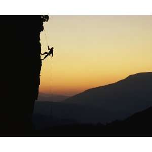 National Geographic, Silhouette of Climber Rappelling Down, 16 x 20 