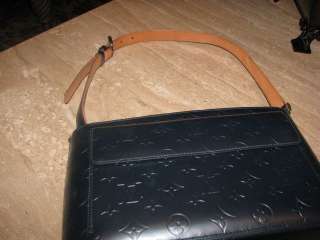 AUTHENTIC Louis Vuitton Alston Vernis Mat Blue Handbag  