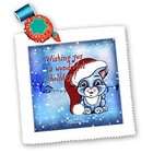 3dRose LLC Milas Art Christmas   Cat Santa   Quilt Squares