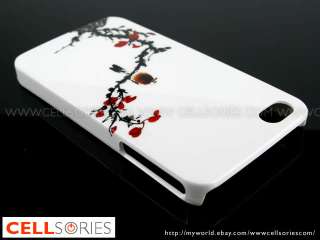 Chinese Painting Bird Tree Red Leafs Back Case for iPhone 4 4S  