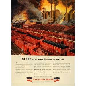  1944 Ad Pennsylvania Railroad Steel Train Factory Rail 