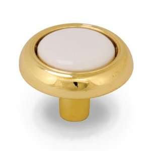 Hardware Resources Ceramic Knob (HR5302PBW)   Polished Brass with 