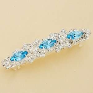   Marquise Crystal Silver Hair Barrette with Criss Cross Pattern Beauty