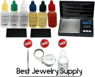 Jewelry Gold Tester Buyers Complete Kit w/ 600 Gram Scale Loupe 