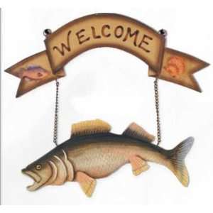    Wood Wall Welcome Sign 13 (Large Mouth Bass) Patio, Lawn & Garden