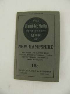 Antique 1900s Vest Pocket Map New Hampshire NH Railroads Post Office 