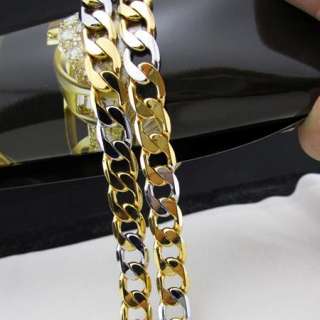 color mens 18k gold filled necklace curb chain link 23.6/42g/7mm 