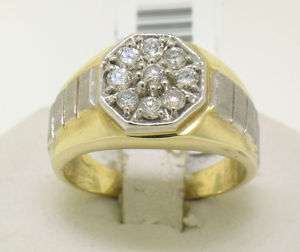 14k Gold .50 ct. Diamond Cluster Two Tone Mens Ring  
