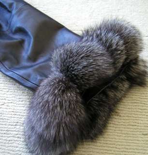 1,600 HENIG Fox Fur Trimmed LEATHER JACKET ~ 8   10 * NEW  